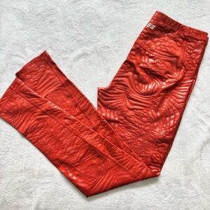 GUESS Deborah Active Red Branches Full Length Mid Rise Leggings--L
